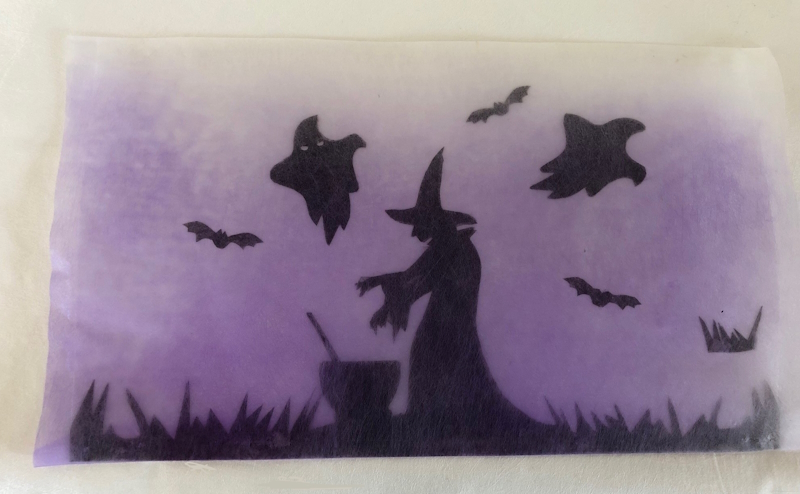 The same scene as before, but this time is has been overlain with the piece of coloured Zeelon Medium. The Zeelon is so sheer the original image can be seen clearly underneath. However, the violet haze created by the Zeelon gives the appearance the scene is being observed at night 